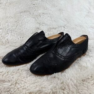 Massimo Matteo Women's Laceless Wing Oxford Black Shoes 8.5